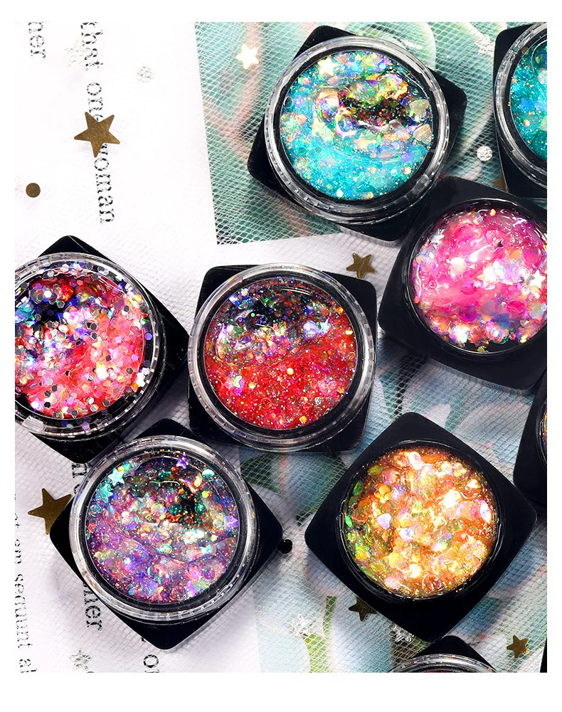 12colors Mermaid Sequins Glitter Gel Long Lasting Glitter For Body Face Hair Eyeshadow Music Festival Party Carnival FaceGlitter 4