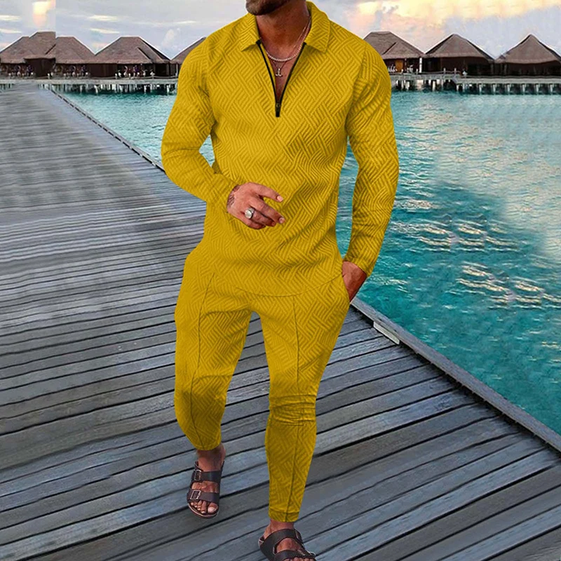 Spring Autumn Solid Y2K Men's Two-piece Suit Fashion Long Sleeve Sweatshirt and Long Pants Sport Sets Homme Casual Male Clothes