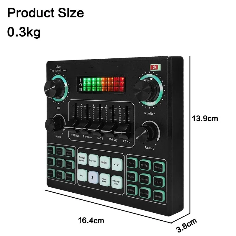 V9 사운드 카드 PC 핸드폰 용 라이브 사운드 카드 Youtube HIFI 믹서 기록 노래 장비 세트