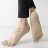 1/4 Pairs New Women Anti Slip Pilates Socks Five Toe Silicone Non-Slip Yoga Sock Bandage Ladies Fitness Sports Cotton Sock 5