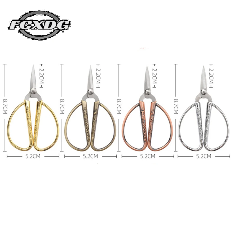 Stainless Steel Golden Small Zig Zag Fabric Scissors DIY Sewing Tool