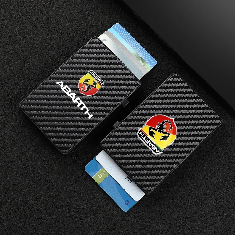 Per Abarth 500 500C 595 Abarth Abarth 124 Spider Rfid Antifurto Porta Carte Di Credito Di Lusso In Fibra Di Carbonio Portafoglio Pop-Up
