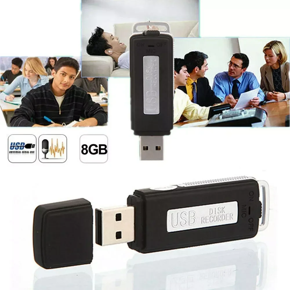 Mini USB Pen 8GB Key Chain Digital Audio Voice Recorder 384KBPS 70hours Recording