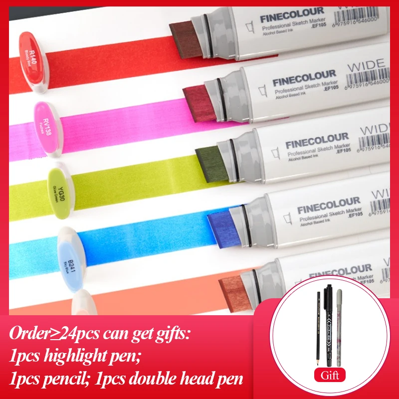 FINECOLOUR 손으로 그린 ??마커 EF100/EF101/EF102 아트 마커 세트 듀얼 헤드 유성 알코올 기반 스케치 펜 아트 페인팅 용품