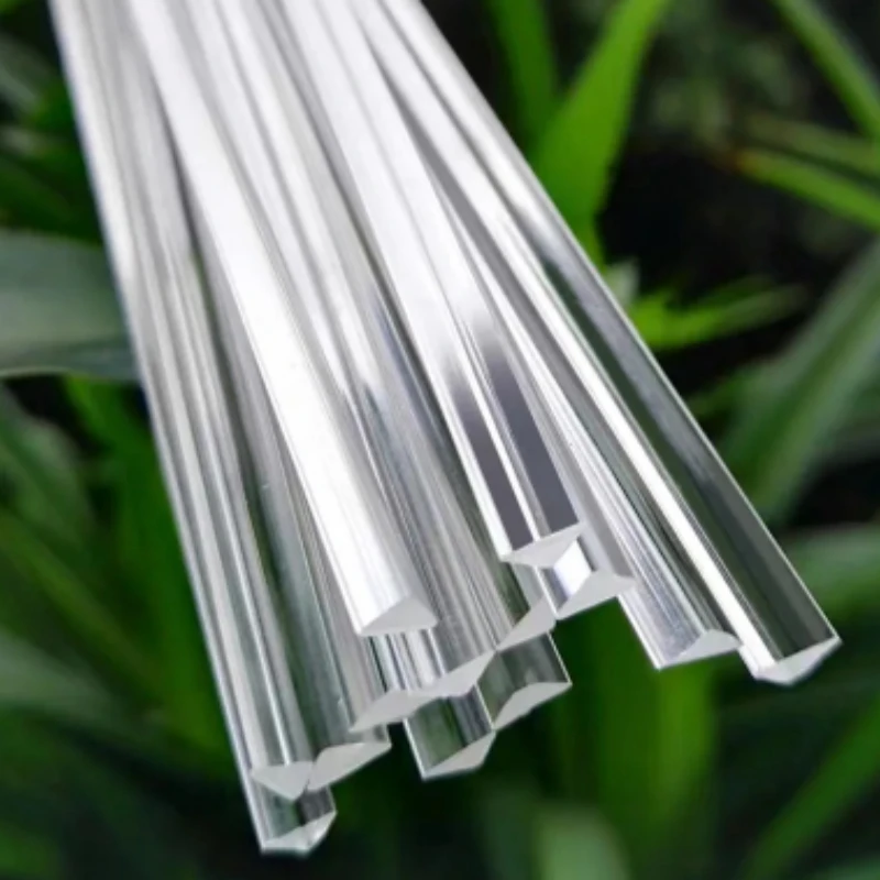 2-6pcs Acrylic Triangle Solid Wand Transparent Plexiglass Rod Right Triangle PMMA Light Guide Column Stick Length 500mm