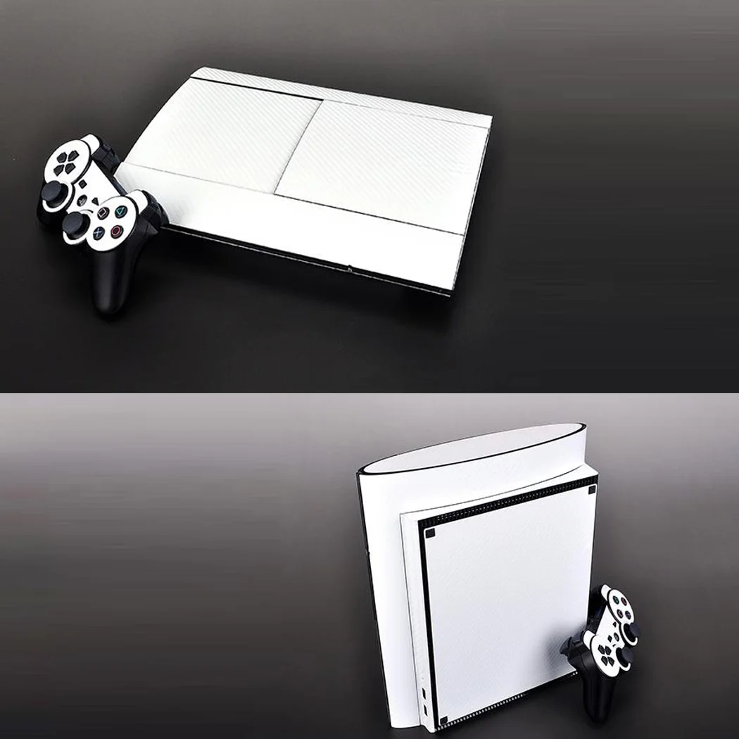  PS3 슈퍼 슬림 4000 및 2개 컨트롤러용 7가지 색상의 카본 파이버 비닐 스킨 스티커 보호 필름