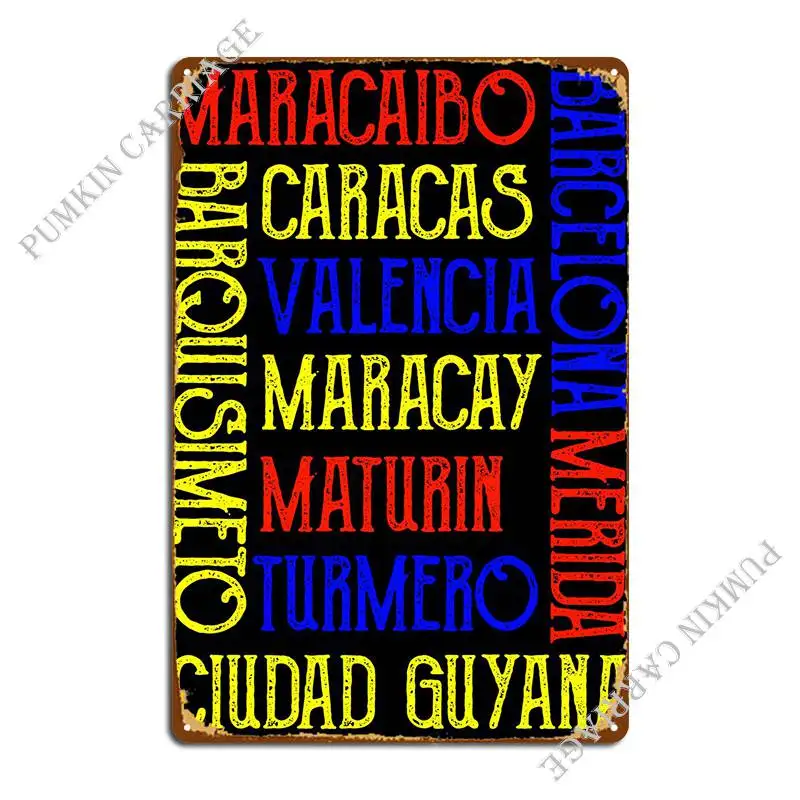 

Venezuela City Names Metal Plaque Poster Retro Party Pub Cinema Tin Sign Poster