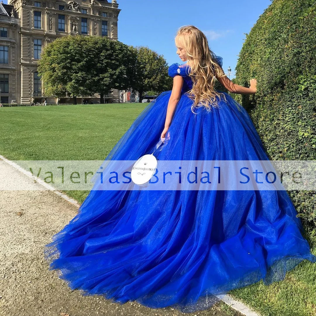 

Blue Flower Girl Dress For Wedding Princess Pageant Dresses Long Ball Gown Birthday Party Prom Gowns Vestidos Para Niñas