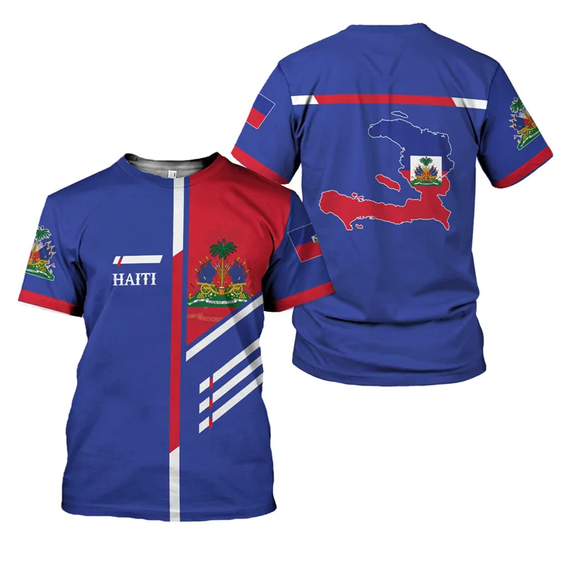 Fashion 2025 Haitian Flag Pattern T-shirt 3D Printed Haiti National Day Short S…