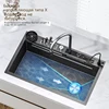 Kitchen Sink Stainless Steel Embossed  Large Single Slot Digital Display Waterfall Sink Multifunctional Dishwashing Sinks 4