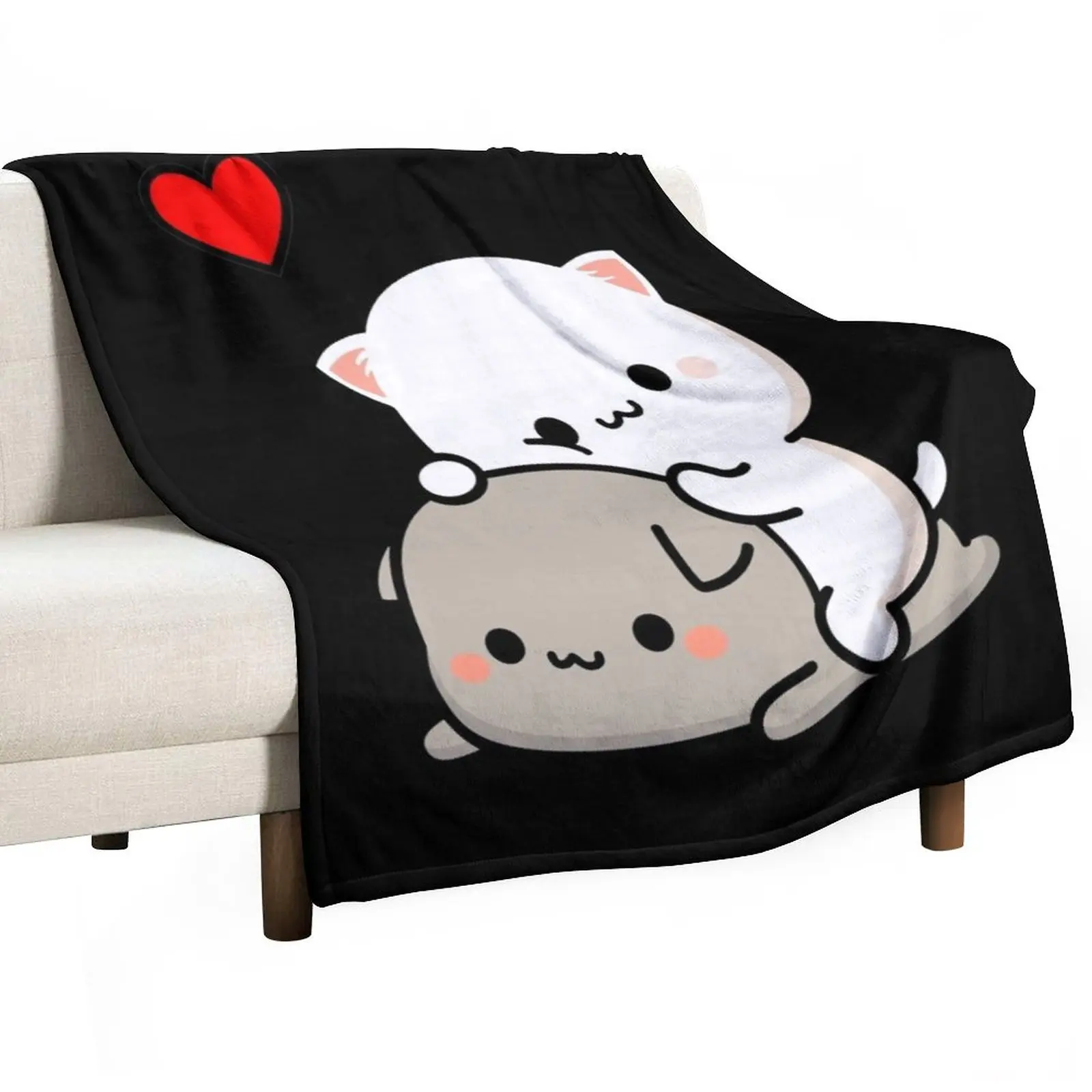 

Peach Cat and Goma Love is the Answer Throw Blanket Soft Big Blanket Multi-Purpose