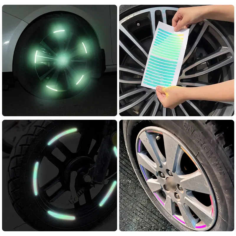 20pcs Wheel Hub Reflective Stickers Anti Scratch Auto Body - Main Image