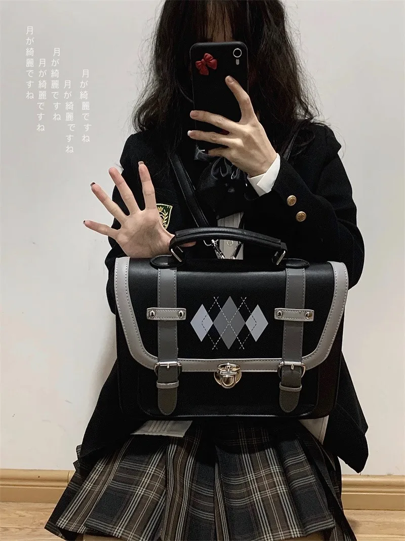 Harajuku Japanese Preppy Style JK Uniform Cosplay Messenger Bag Vintage PU Handbag Lolita Girl School Student Anime Shoulder Bag awesome stylish backpacks