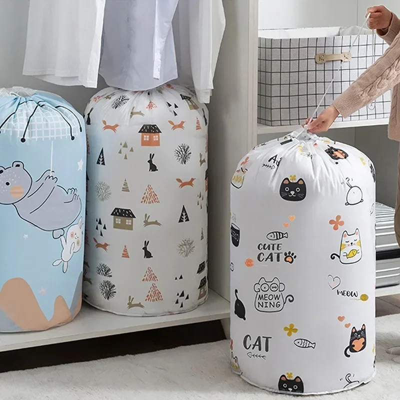 Large Capacity Clothes Storage Bag Portable Drawstring Organizer Closet Dust-proof Quilt Pillow Organizer Bedding Storage 2