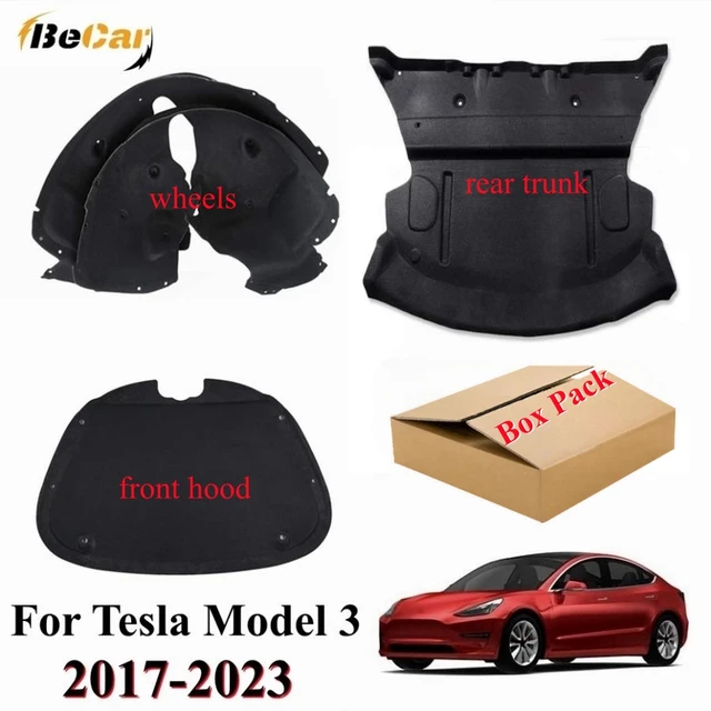 Für Tesla Modell 3 2017-2023 Vordere Haube Sound Trittschalldämmung Pad  Hinten Stamm Schalldichte Matte Front Räder Schutzhülle Pad lärm Reduktion  - AliExpress