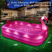 2026 Inflatable Pool with Lights Solar Flamingo Swimming Pool for Adults Durable Thickened Pool for Backyard Outdoor 100X63X20 2