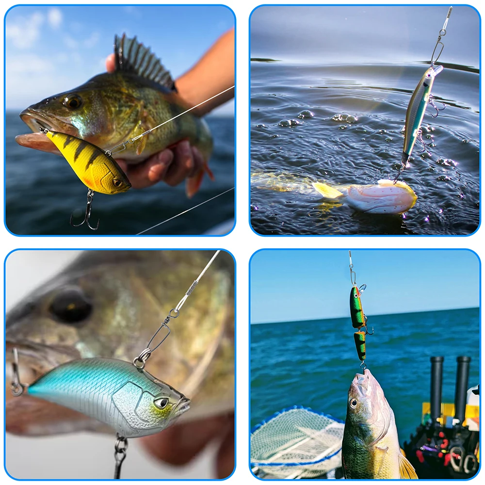 10 bas de ligne fluorocarbone 20-50LB avec émerillon - Invisibles sous l'eau pour montages leurres