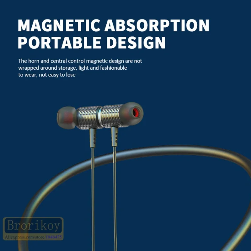YD08 블루투스 무선 헤드폰, 마그네틱 스포츠 넥밴드, 목에 거는 TWS 이어버드, 무선 블루투스 헤드셋, 마이크 포함