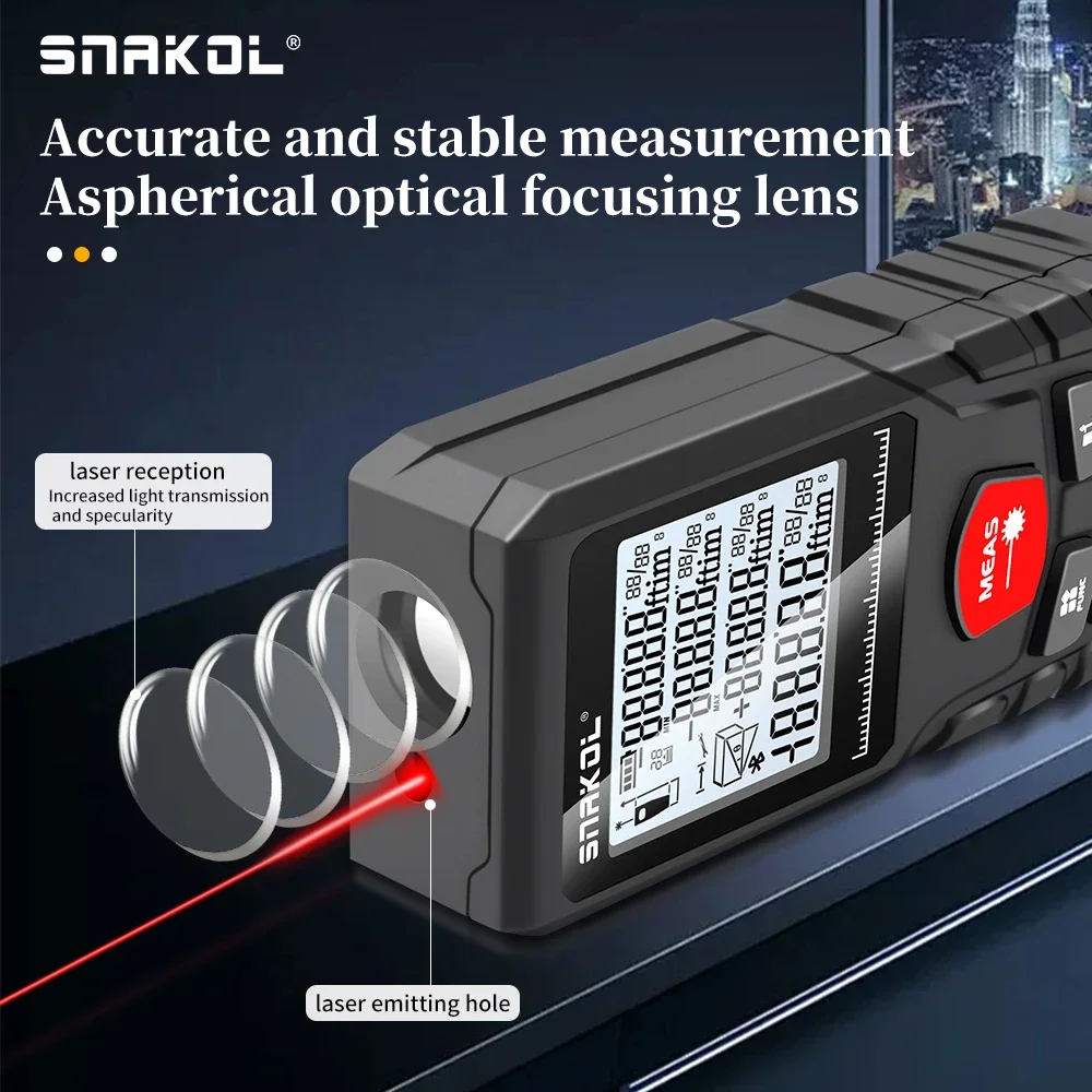 Laser Rangefinder Distance Meter Laser Tape Measure Digital Tape Measure Snakol Laser Distance Meter 50m 70m 100m 120m Professional Rangefinder with Digital Tape Measure Functionality Precision Ruler