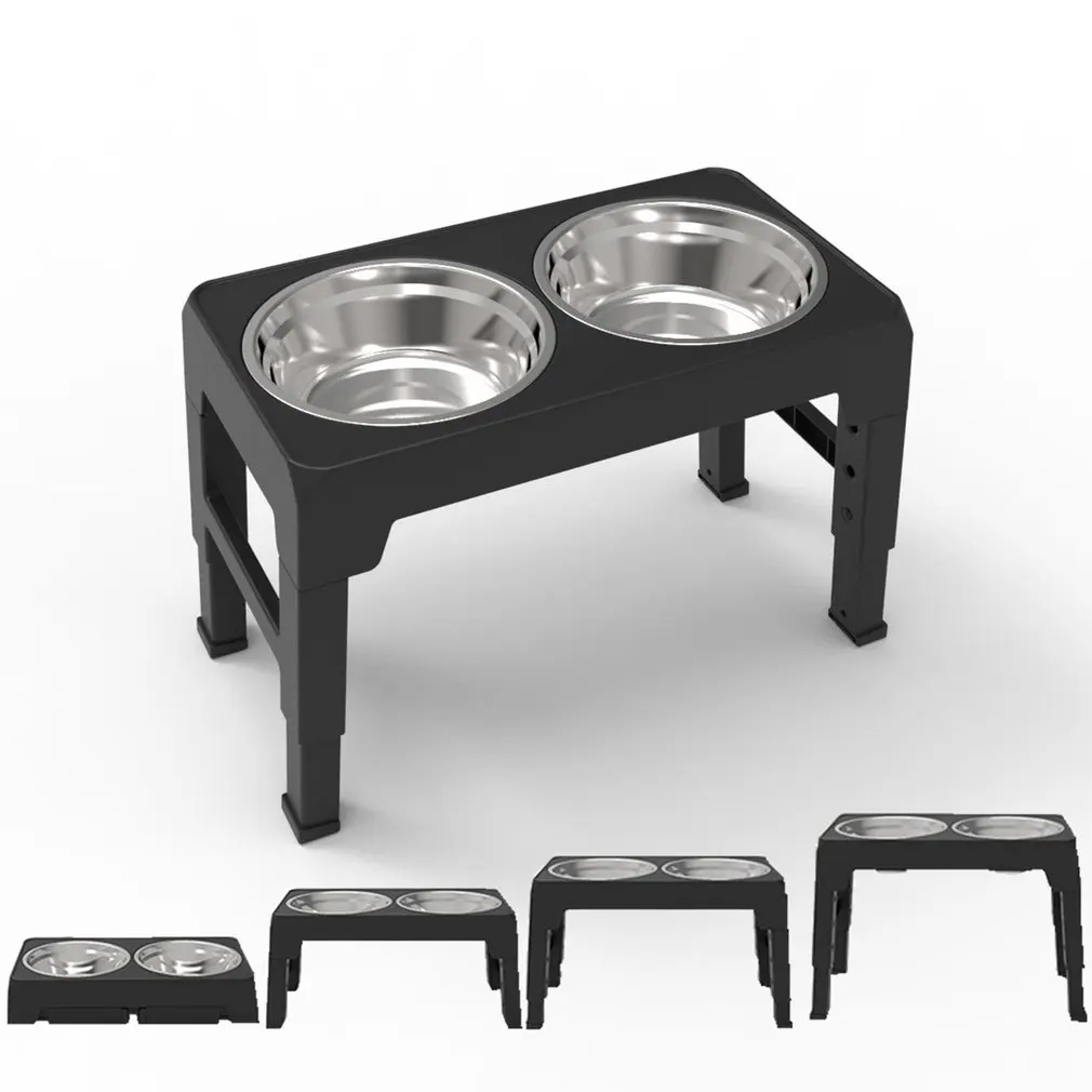 

Dog Double Bowls Adjustable Elevated Feeder Pet Feeding Raise Cat Food Water Bowls with Stand Stainless Steel Lift Tabel for Dog