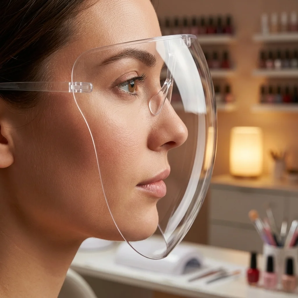 Visiera Protettiva Trasparente Antiappannamento e Antispruzzi per Nail Art, Copertura Completa del Viso, Occhiali di Sicurezza - immagine 4
