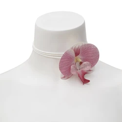 Orchid Elegance: Adjustable Floral Choker Necklace (Pink)
