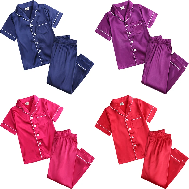 Pijama Infantil Cetim ZAXARRA 2 Peças - Lapela E Botões, Meninas E Meninos 1-7 Anos