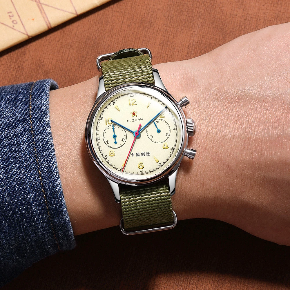 SEAKOSS Classic 1963 Chronograph ST1901 Movement 38 40mm Pilots Hand Winding Men's Mechanical Watches Sapphire 30M Waterproof mechanical watch
