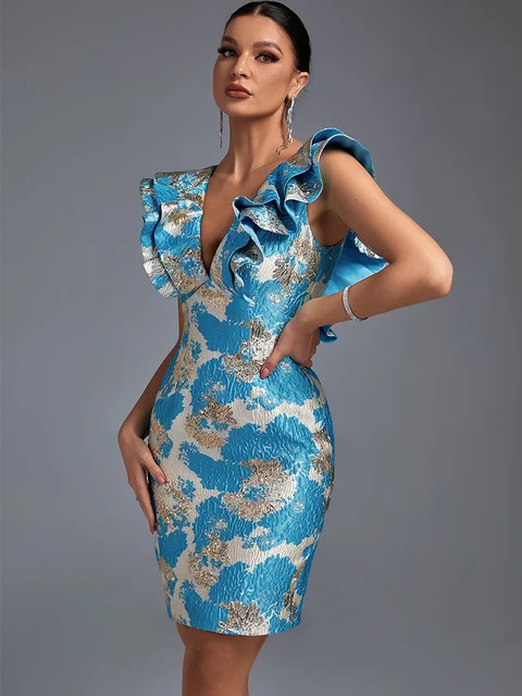 Tega Ruffle Sleeve Midi Backless Outfit - Image 2
