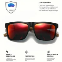 New Fashion Square Sunglasses - Wood Grain Spring Hinge, UV400 Unisex for Driving, Hiking & Travel 4
