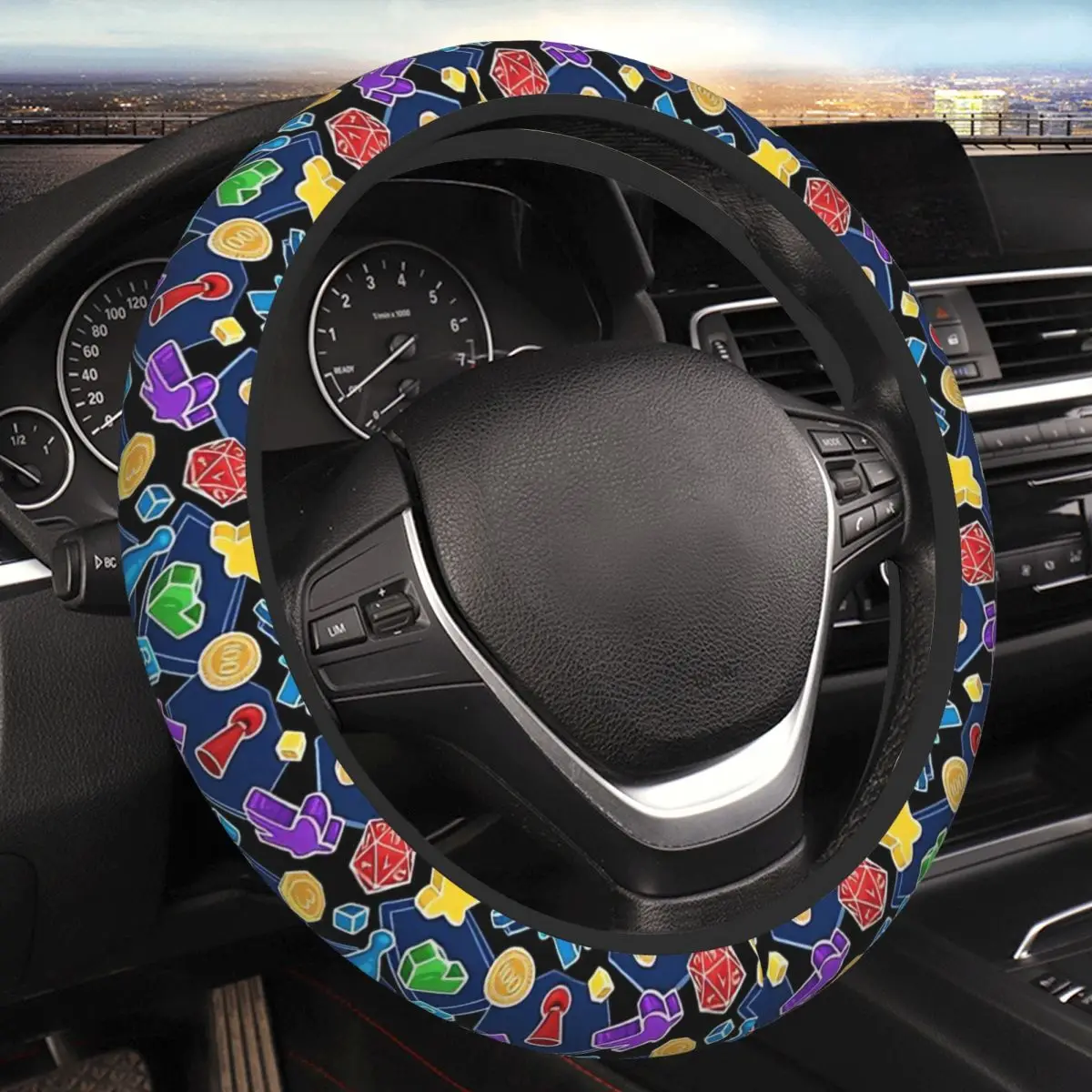 

Tabletop Board Game Madness Thickening Car Steering Wheel Cover 38cm Universal Suitable Women Elastic Steering Wheel Cover