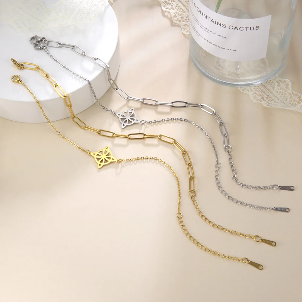 Lucktune Witchcraft Witch Knot silver anklet bracelet ankle chains beads anklet fashion accessories Pendant Anklets for Women Stainless Steel Anklet Summer Accessories Beach Jewelry