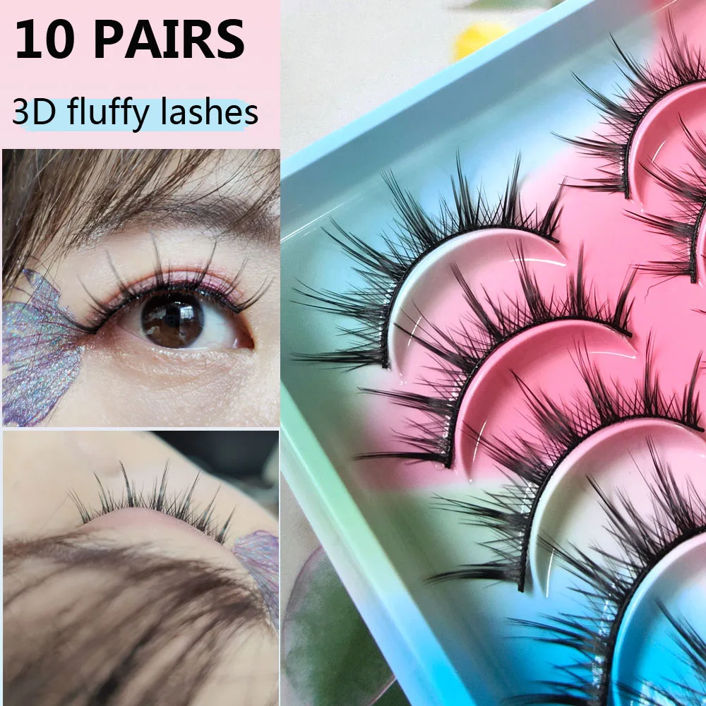 

10 Pairs Mink Lashes Natural Looking Long Fairy Eyelashes Dramatic Fake Eyelash Faux Cils Eyelash Extensions 3D False Lashes