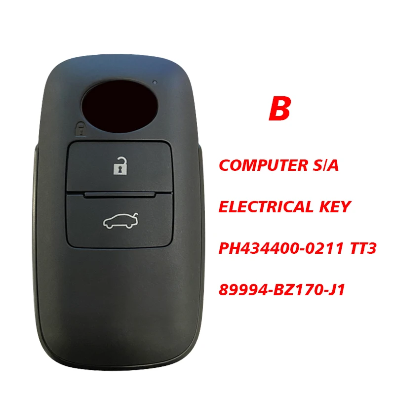 Toyota Raize Rocky smart key 2/3/4 button 433MHz 4A chip 89994-BZ041 BZ170 BZ050 Keyless Go replacement 5