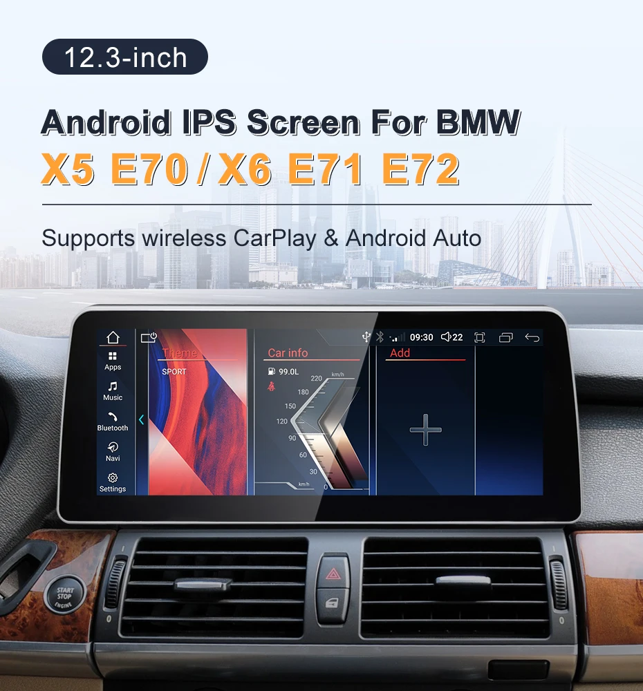 New ID6 ID7 ID8 UI 12.3inc Android System Wireless Carplay AUTO For BMW X5 E70 X