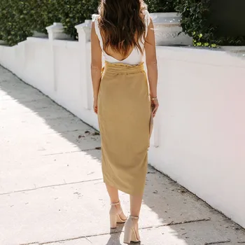 Women's Elegant Skirts 2024 Trend Clothing High Waisted Tie Wrap Hip New Chic Side Slit Plain Summer Casual Holiday Outfits 4