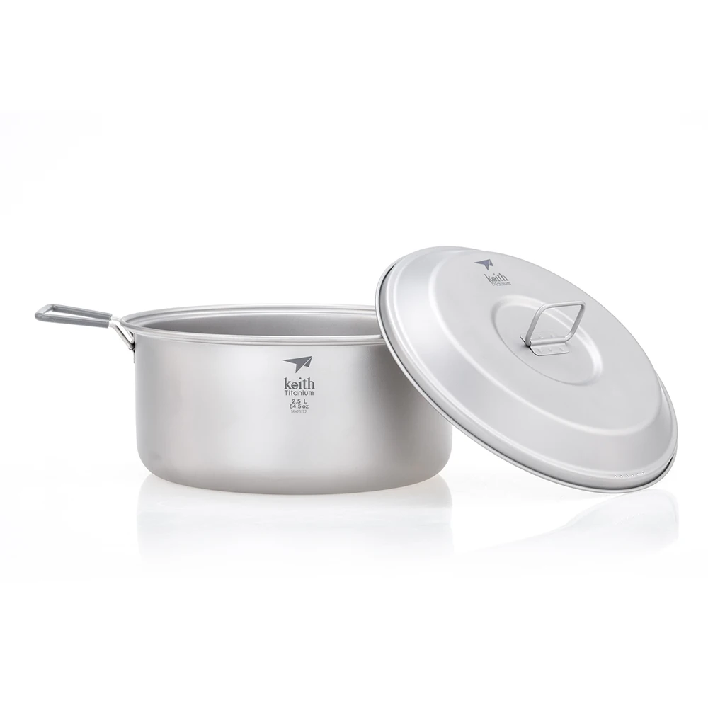 Keith Titanium Ti6018 Pot 2.5 L Cooking Pot Picnic Camping Cookware Cooking