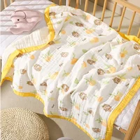 100% Cotton Newborn Baby Blanke Bath Towel Wrap Cotton Baby Muslin Swaddle Blanket Cute Soft Printed Baby Wrap Carpet 2