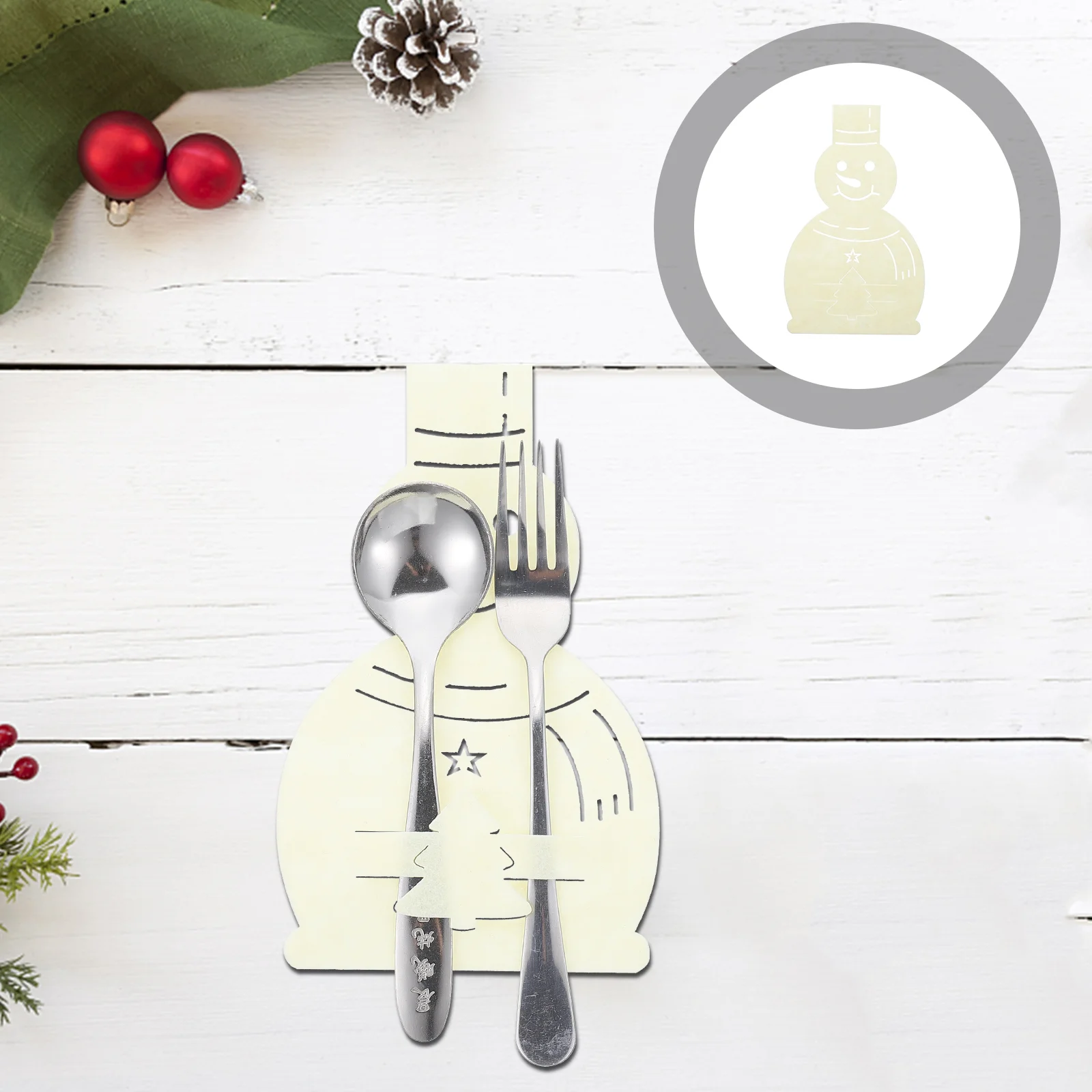 

4pcs Christmas Cutlery Holder Pouch Felt Snowman Bags Utensil Holder Table Decor