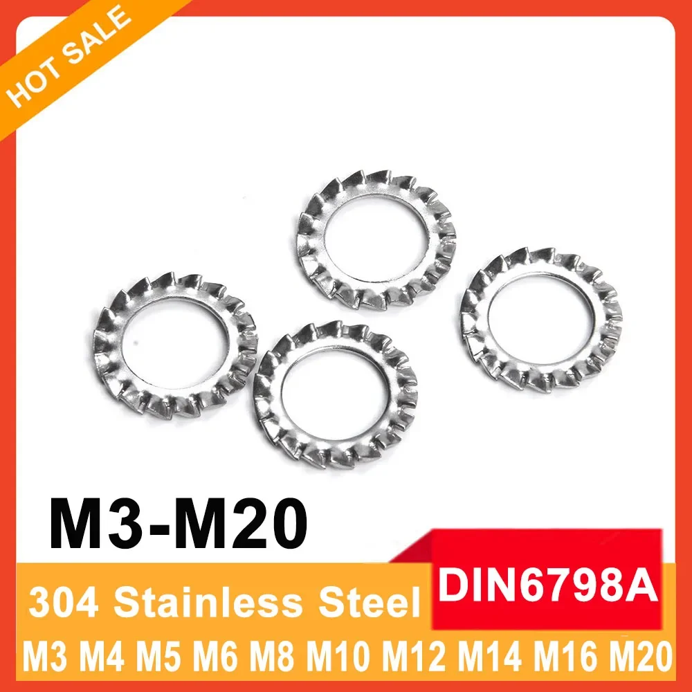 

M3 M4 M5 M6 M8 M10 M12 M14 M16 M20 GB862.2 DIN6798A SUS304 Stainless Steel External Toothed Serrated Lock Washer Gasket