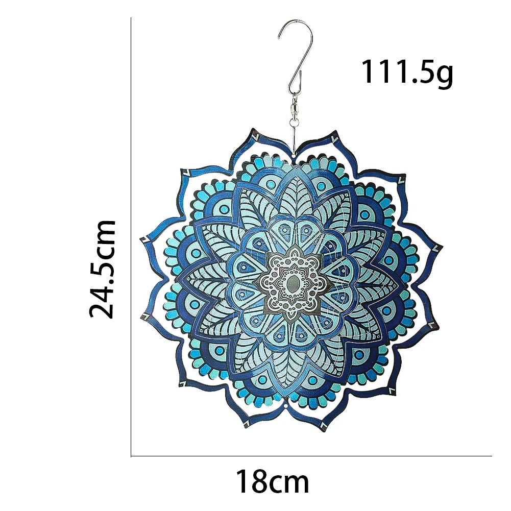 Mandala Kinetic Wind Spinner Art Hanging Yard Garden Decor 3D Whirligig Wind Catcher Sculpture Spirit Clearance Windmill Pendant 6