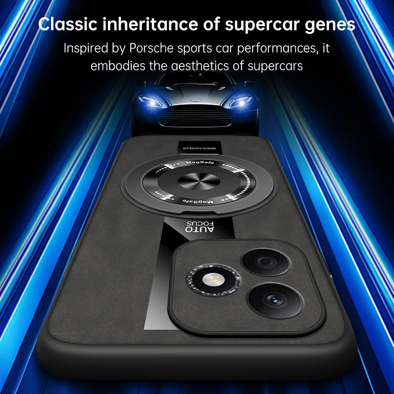 Luxury Leather Shockproof Magnetic Phone Case with Ring Holder