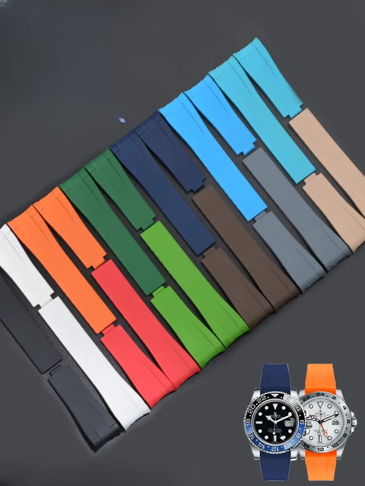 Cinturino Per Orologio Con Fibbia Pieghevole Con Interfaccia Ad Arco In Silicone Per Rolex Green Water Ghost Daytona Seiko Casio Sports Comfort Cintur