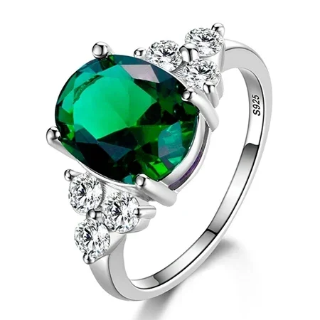 Elegant 925 Sterling Silver Zircon Ring with Multi-Colored Oval Stones – Perfect Fashion Jewelry