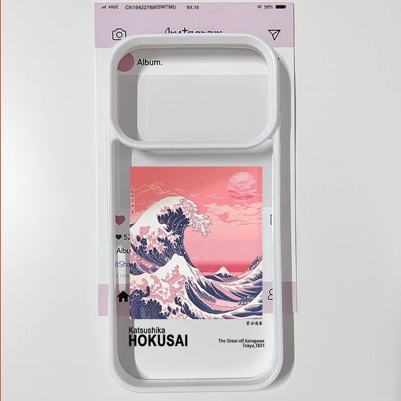 Japan Anime Fuji Mountain & Great Wave Clear Hard Phone Case Cover
