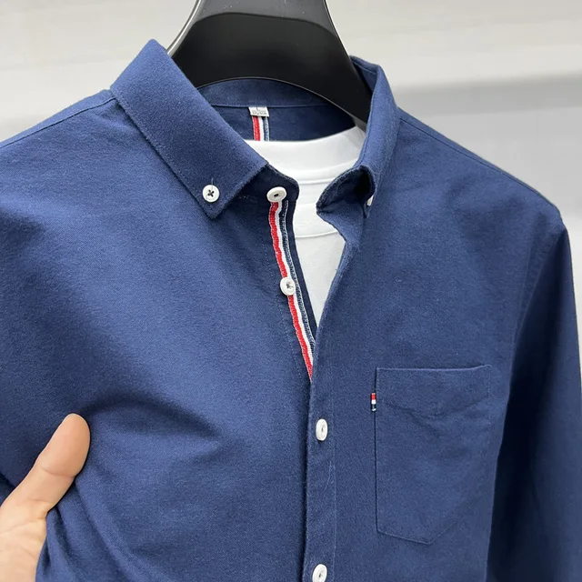 Chemise à manches longues pour hommes, 100% coton, marque de styliste, mode Business, confortable et respirant, vêtements pour hommes, nouvelle collection printemps automne 1