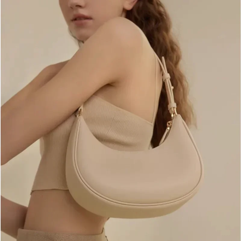 

Bags Spring and Summer Simple Underarm Bag Single Shoulder Niche Baguette Bag Female Crossbody Bag 2023 New Half Moon Bag