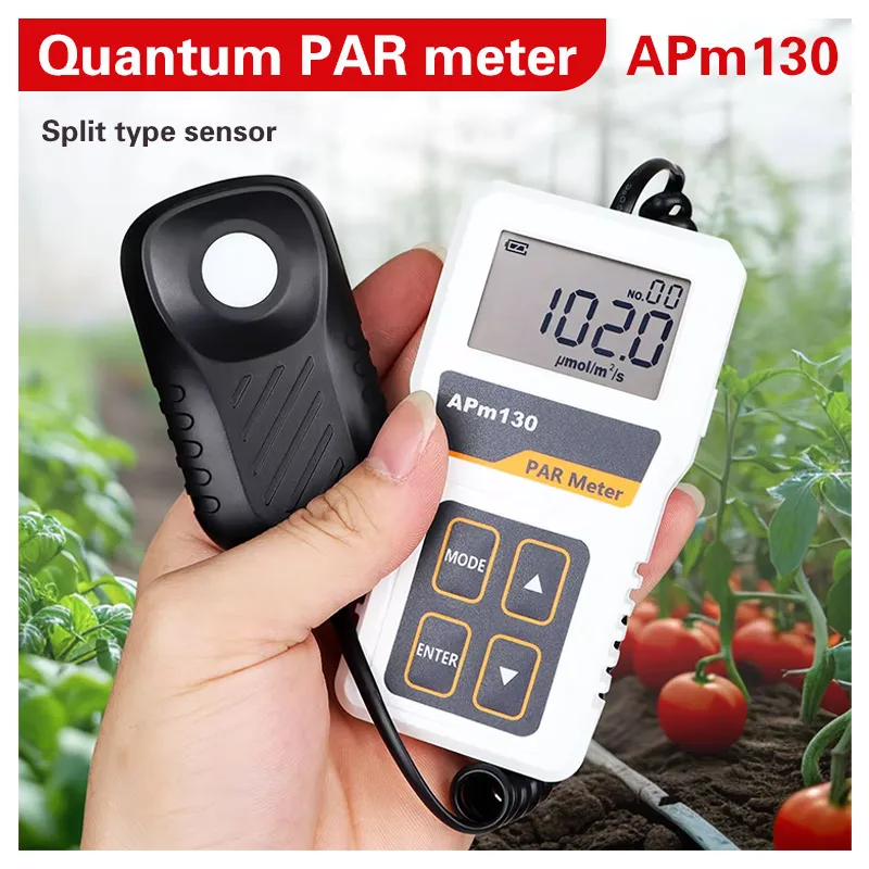 Quantum PAR Meter APM130 High Precision Light Intensity Tester Digital Light Energy Meter PPFD Measurement for Plants Greenhouse