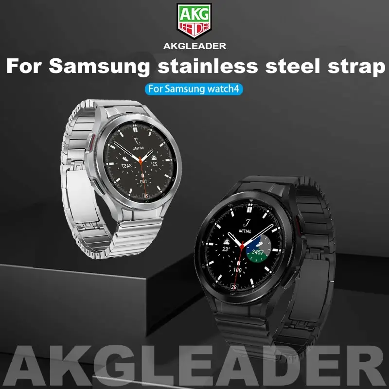

AKGLEADER Office band For Samsung Galaxy Watch 4 classic 40mm 44mm stainless steel strap 20mm strap 42mm 46mm metal watchband
