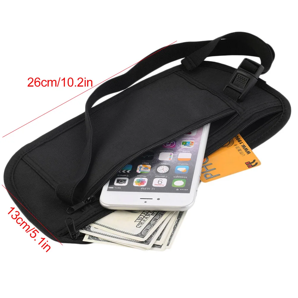 Marsupio sportivo da corsa Marsupi da viaggio invisibili Custodia per passaporto Marsupio per soldi Portafoglio di sicurezza nascosto Confezione regalo Borsa per soldi - immagine 3